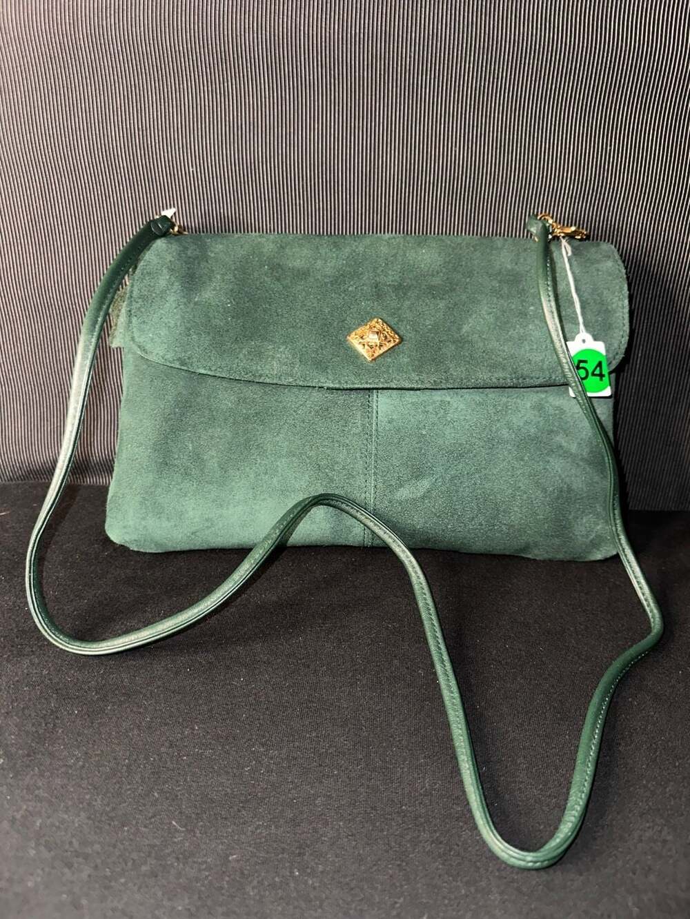 No.54 Amanda Smith Vintage Green Suede Leather Crossbody Shoulder Bag
